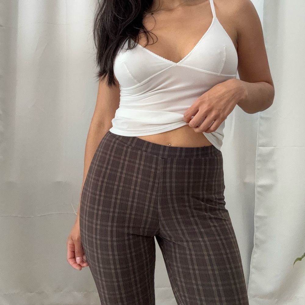 Brown Plaid Pants - Tiger Mist